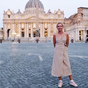 Lulu's Mustard and White Gingham Wrap Midi Dress